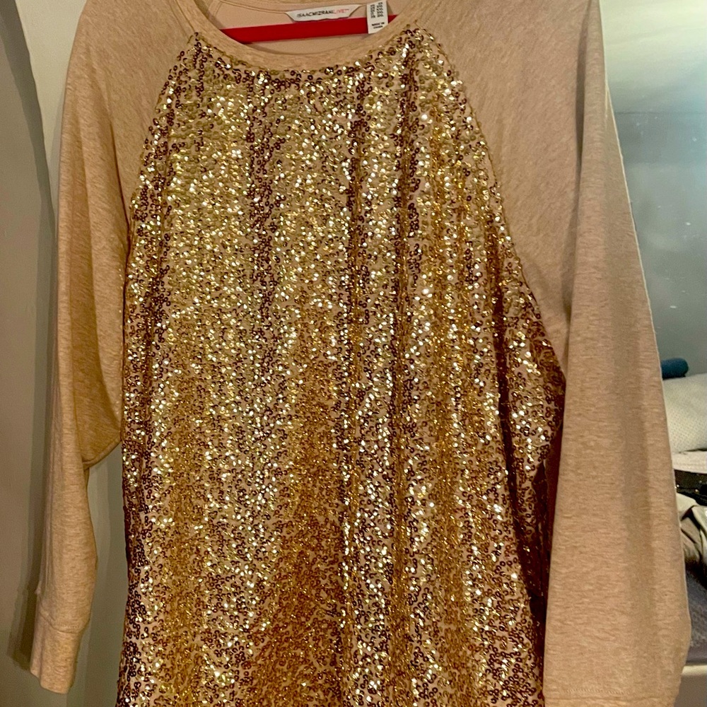 Isaac Mizrahi Live! Gold Sequin French Terry